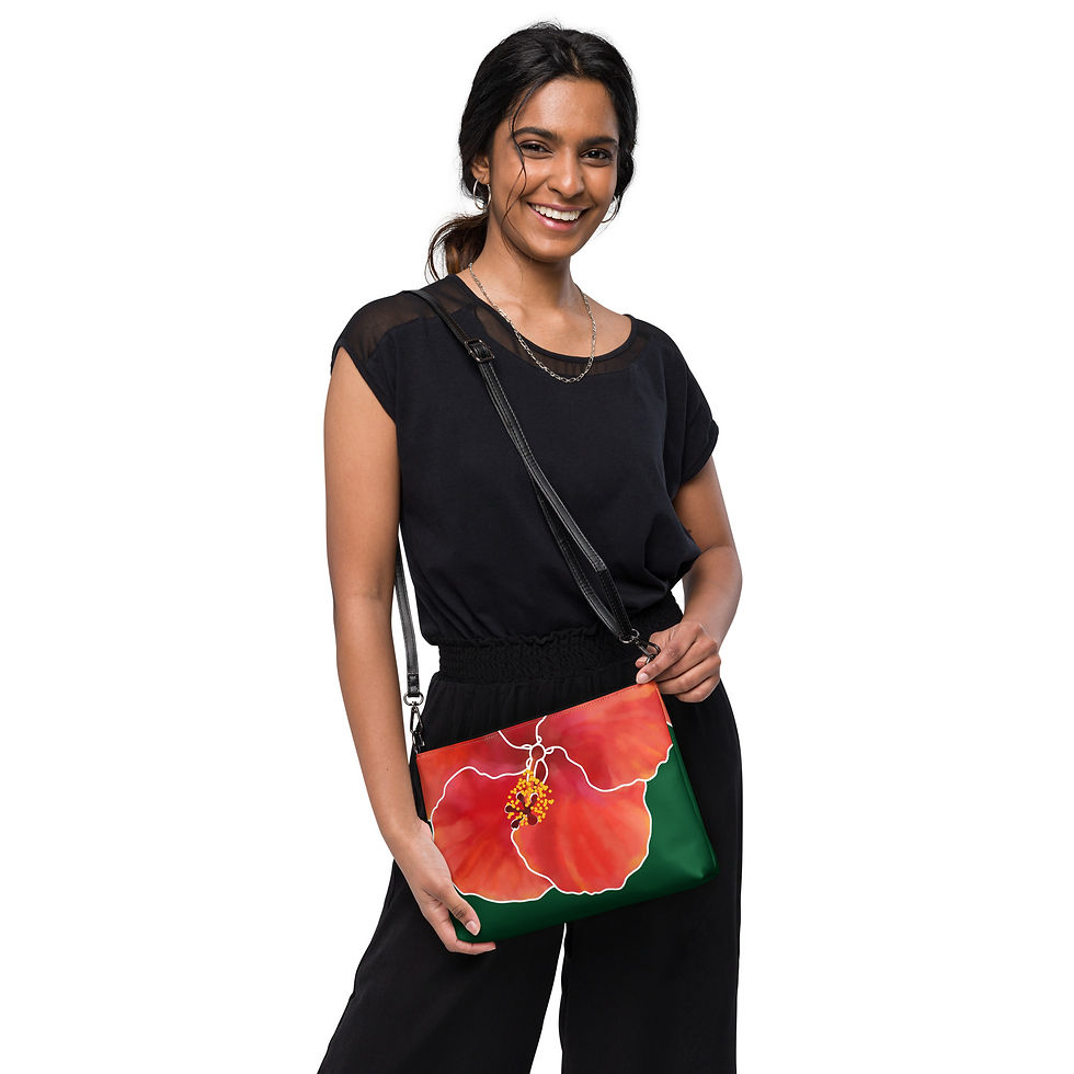 Thumbnail: Red Watercolor Hibiscus Crossbody Bag