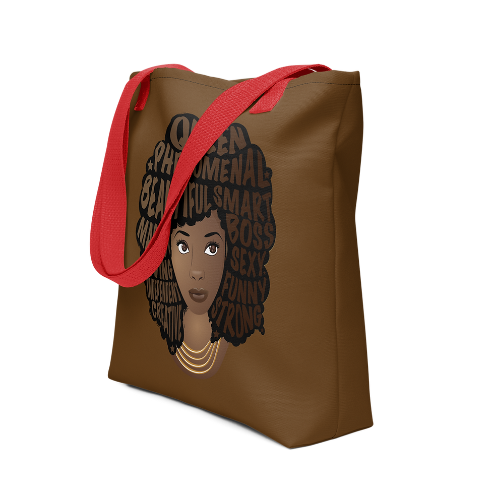 Thumbnail: Encouraging Black Women, Natural Hair, Brown Tote Bag