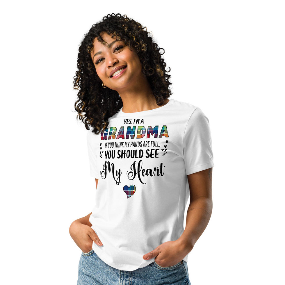 Thumbnail: Grandma's Heart Madras Women's Relaxed T-Shirt