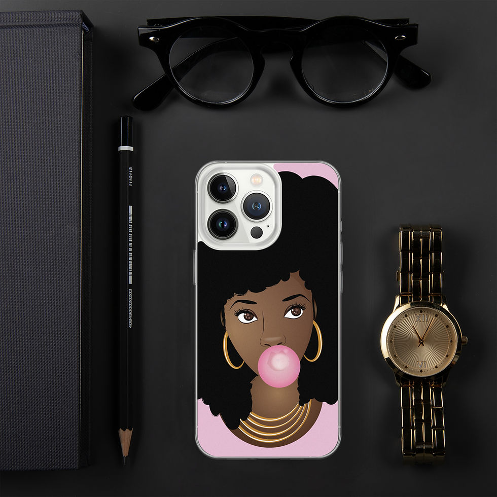 Thumbnail: Black Woman, Natural Hair Beauty, Popping Pink Bubblegum Case for iPhone®
