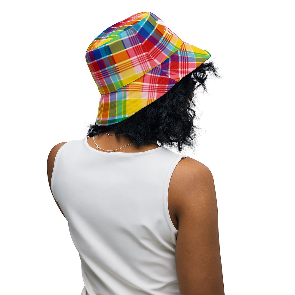 Thumbnail: U.S. Virgin Islands Madras & Flag Yellow Reversible Bucket Hat