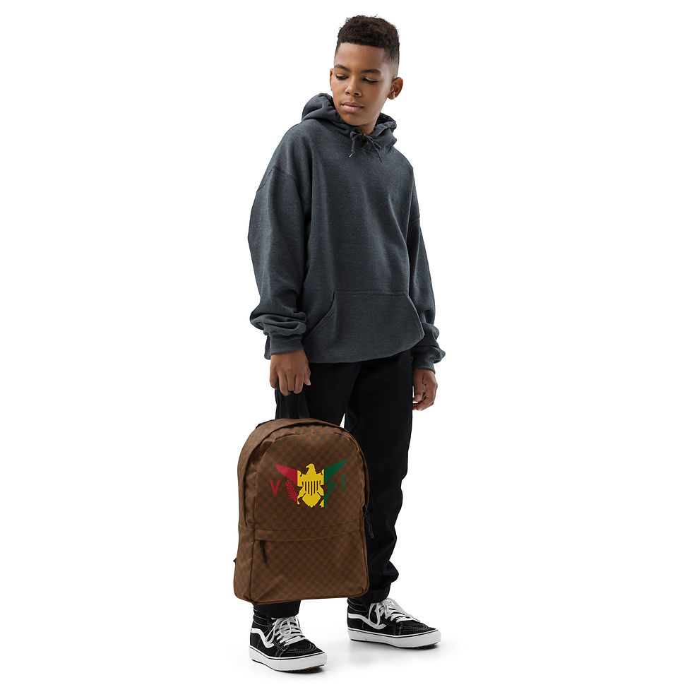 Thumbnail: U.S. Virgin Islands Flag, Rasta, Brown Checkered Backpack
