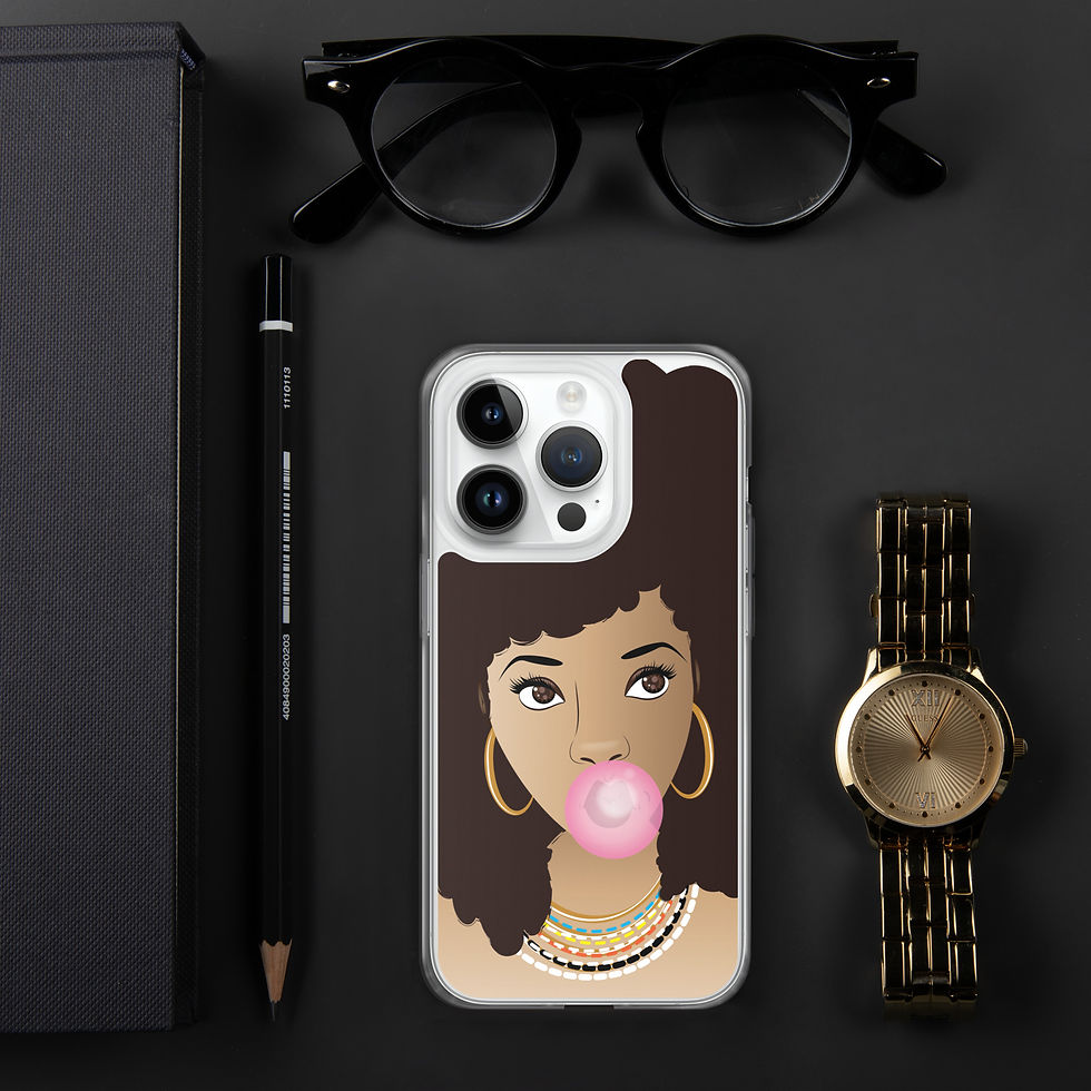 Thumbnail: Black Woman, Natural Hair Beauty Popping Pink Bubblegum Case for iPhone®