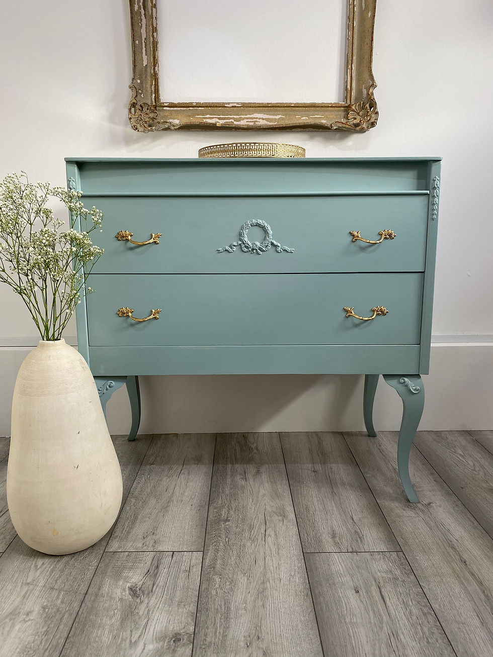 Thumbnail: French Dressing Table With Stool & Small Chest Of Drawers Set.