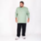 Conjunto de manga longa verde e calça preta em moletom Plus Size Kairon
