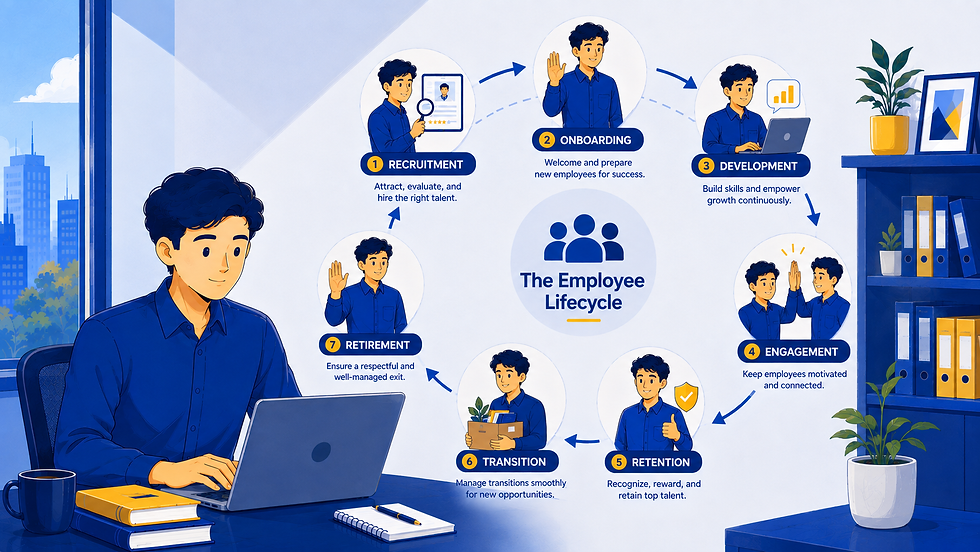 Human Capital Management employee lifecycle from recruitment to retirement