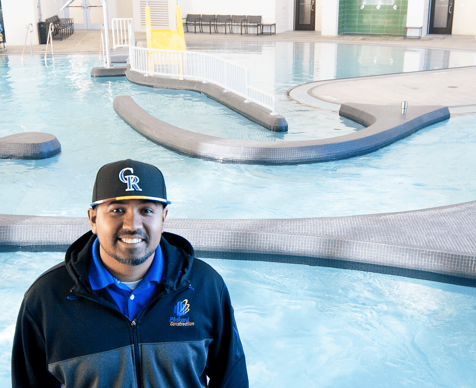 Edgar in 2018, at the newly completed pool at Bison Ridge Recreation Center.