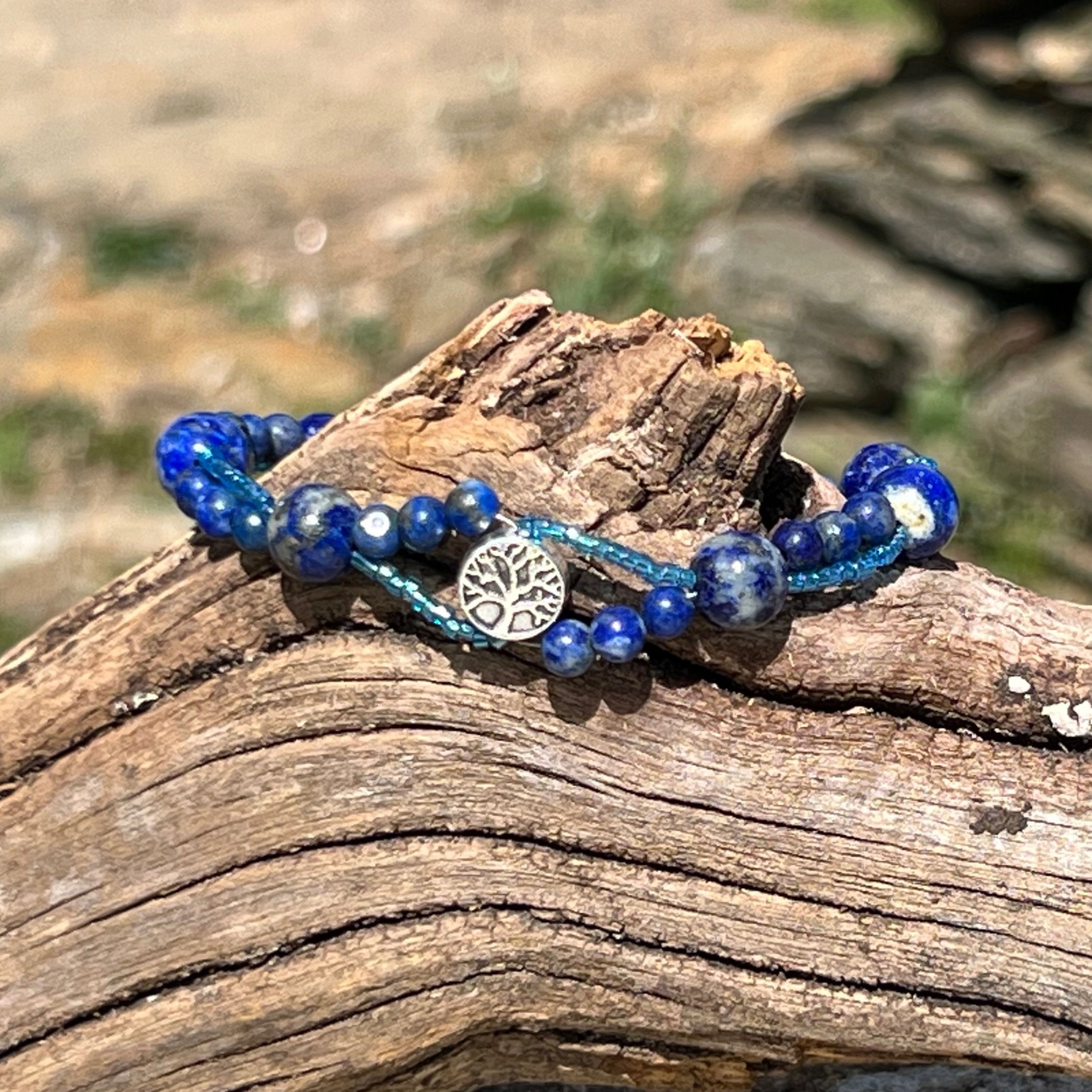 Bracelet lapis-lazuli avec Arbre de Vie – ancrage & sagesse – Terraluna