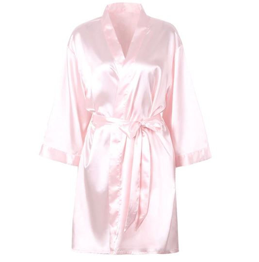Rosa morgenkåpe i sateng