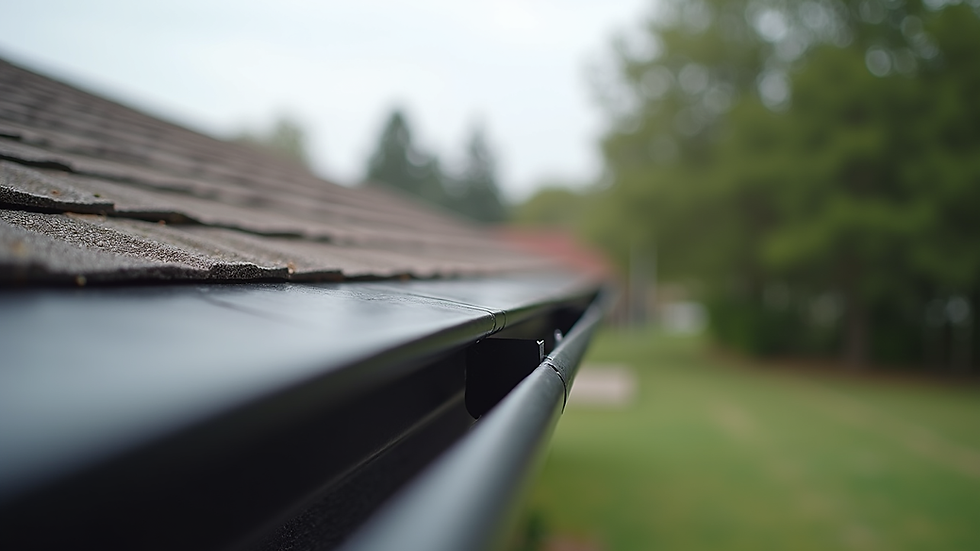 Eye-level view of roof edge with kick out flashing installed near gutter