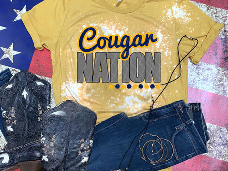 Team Spirit and Milestone Tees: Cougar Nation, LSU Tigers, Forty Fine and I Am Retired