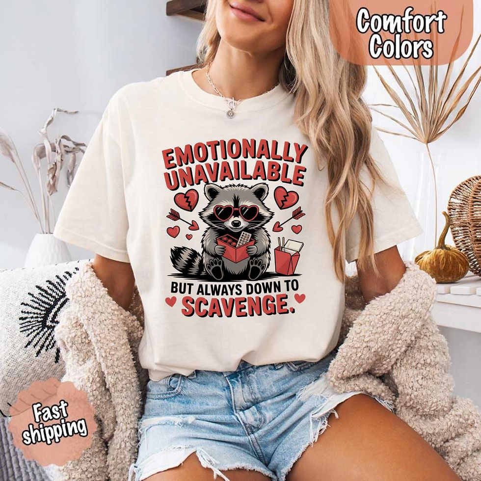 Thumbnail: Comfort Colors Emotionally Unavailable Raccoon T-S
