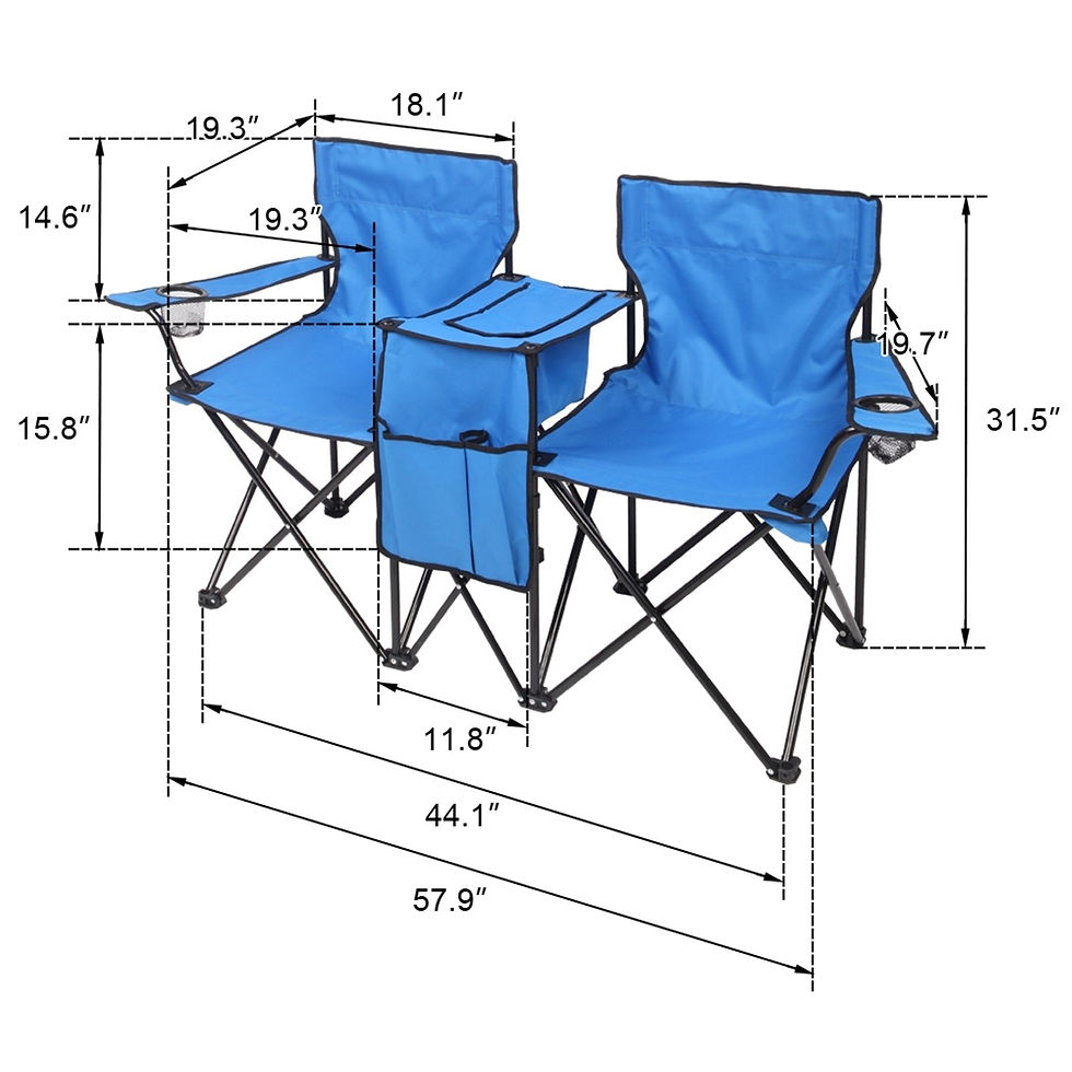 Thumbnail: Portable Outdoor 2-Seat Folding Chair with Removable Cushion