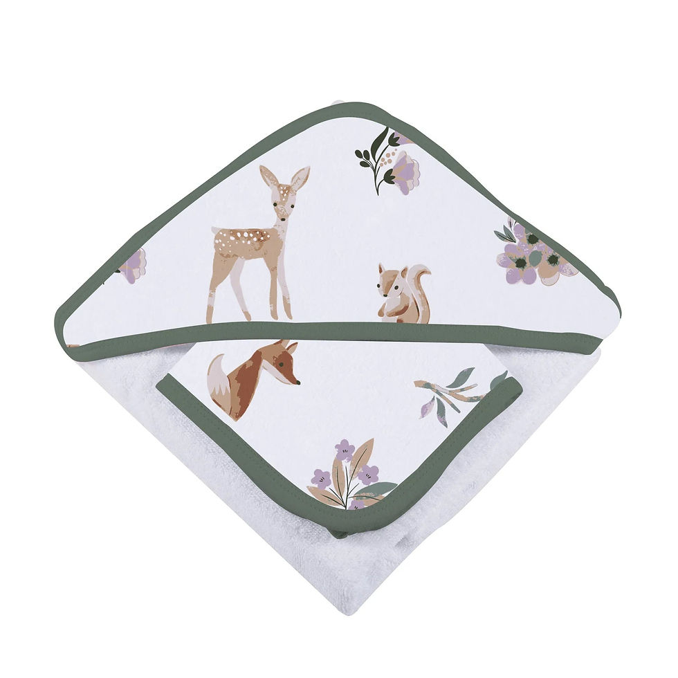 Thumbnail: Sierra Fox and Deer Cotton Hooded Towel and Washcl