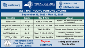VESTNY - Sing With Us! Young Persons Chorus 2026 - 2027