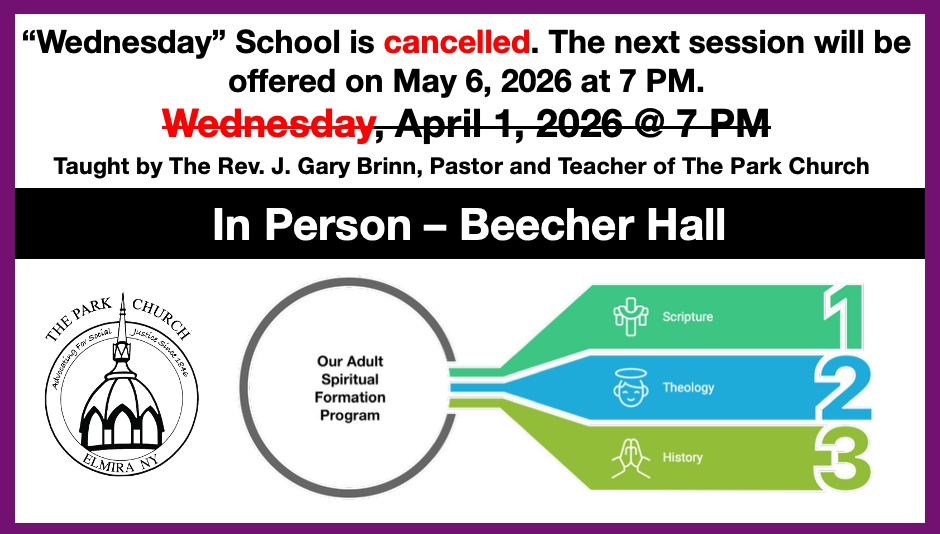 April 1, 2026 - Wednesday School CANCELLED