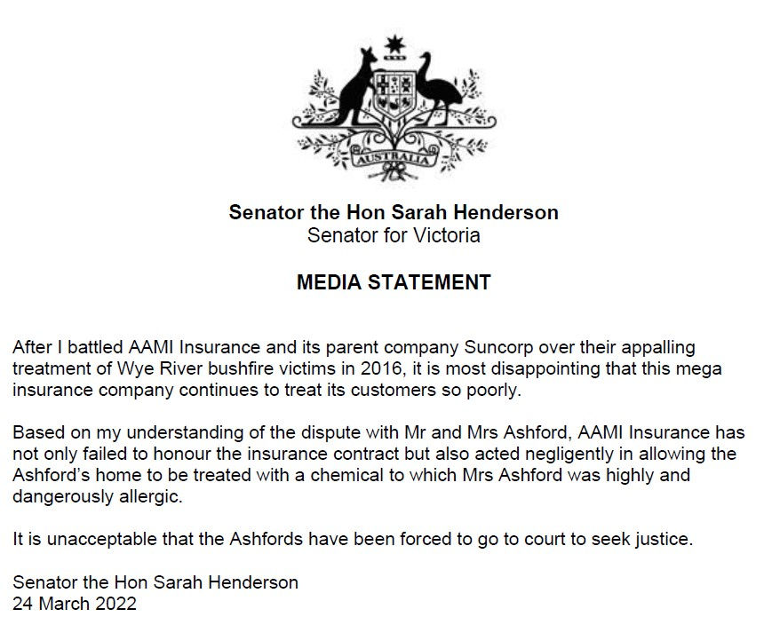 Senator the Hon Sarah Henderson releases media statement on our behalf