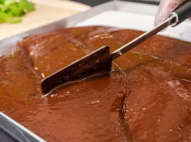 Glorious Chocolate being spread in a tray