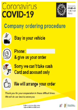 Company ordering procedure safety sign