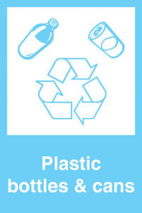 Plastic bottles and cans Sign/Sticker