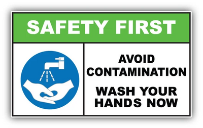 Safety first avoid contamination wash your hands Sign/Sticker