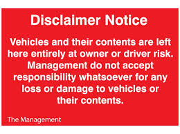 Disclaimer Notice - Vehicles Sign/Sticker