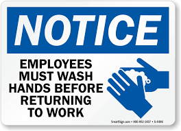 Notice employees must wash their hands before they return to work Sign/Sticker
