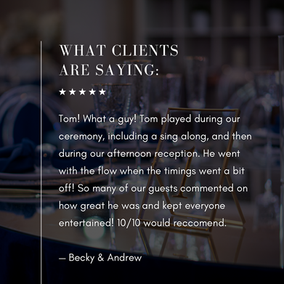 Review of Tom Powell Singer Vocalist Musician Wedding Band DJ Acoustic