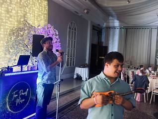 Winter Garden suite at Beamish Hall with fairy lights and live music setup