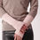 Thumbnail: V-Neck Pull in Beige  Wool with contast Sleeves
