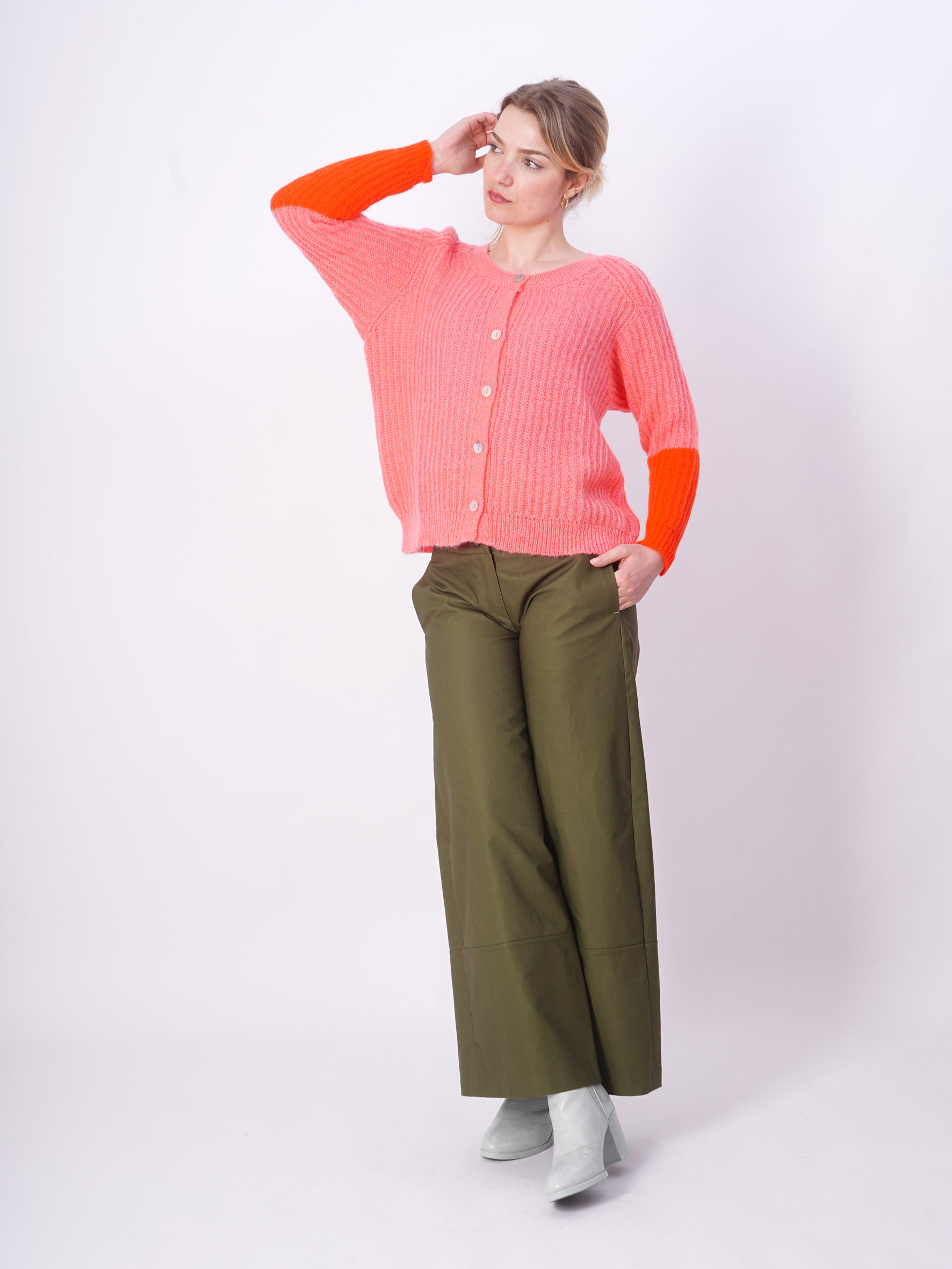 Sorbet/Orange Knit Cardigan