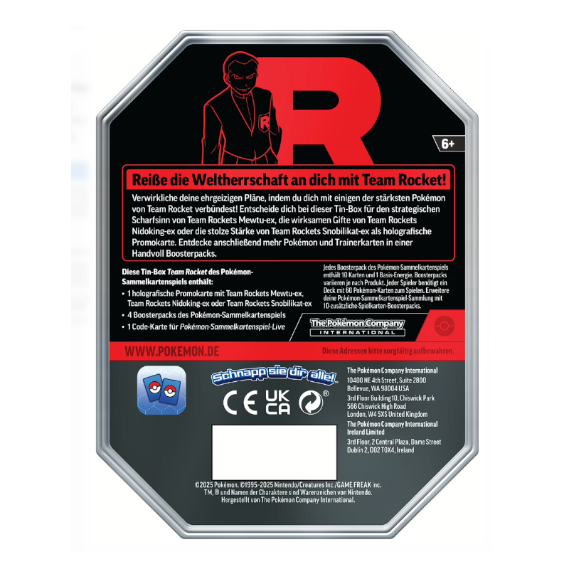 Pokémon TCG - Team Rockets Snobilikat ex Tin (4 Booster) - Deutsch