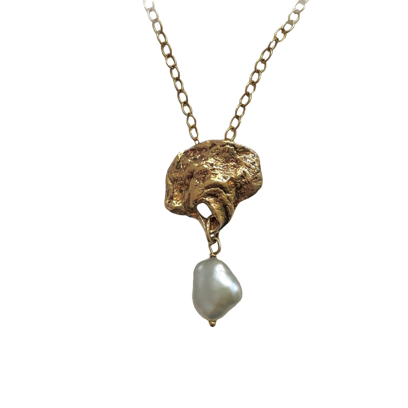 Gold plated Oyster necklace with Keshi pearl