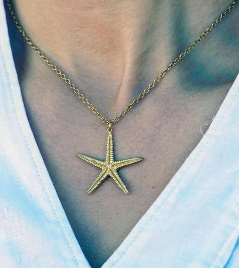 Thumbnail: Gold plated large Starfish necklace