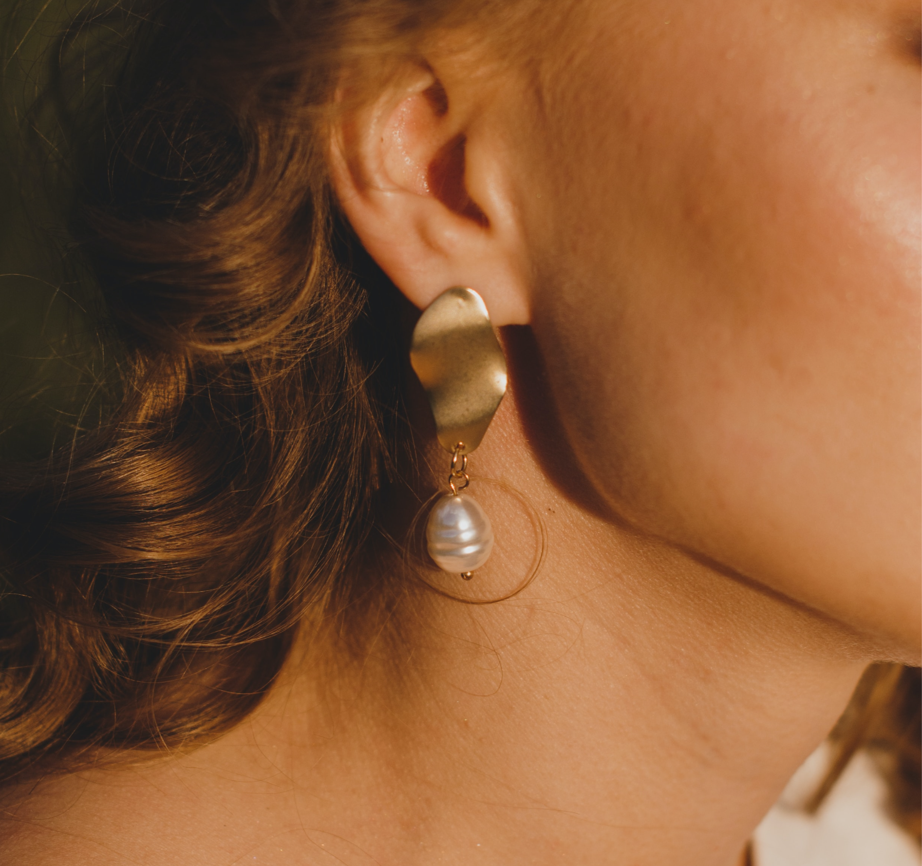 Chunky Gold and Pearl Earrings