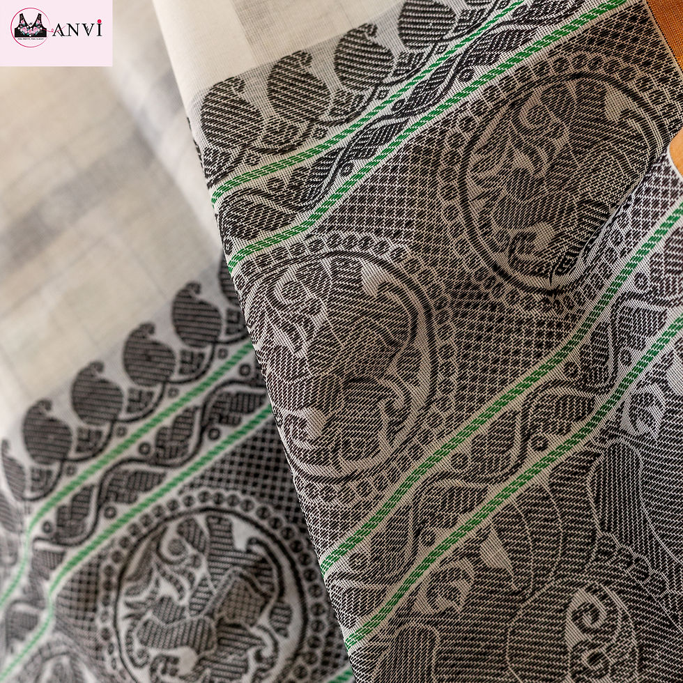Thumbnail: White Kanchi cotton saree with ready to wear blouse