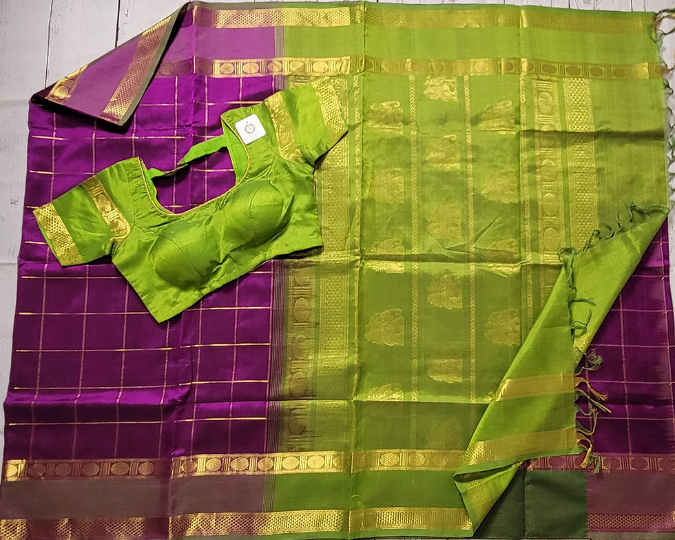 Thumbnail: Purple silk cotton saree with ready to wear blouse