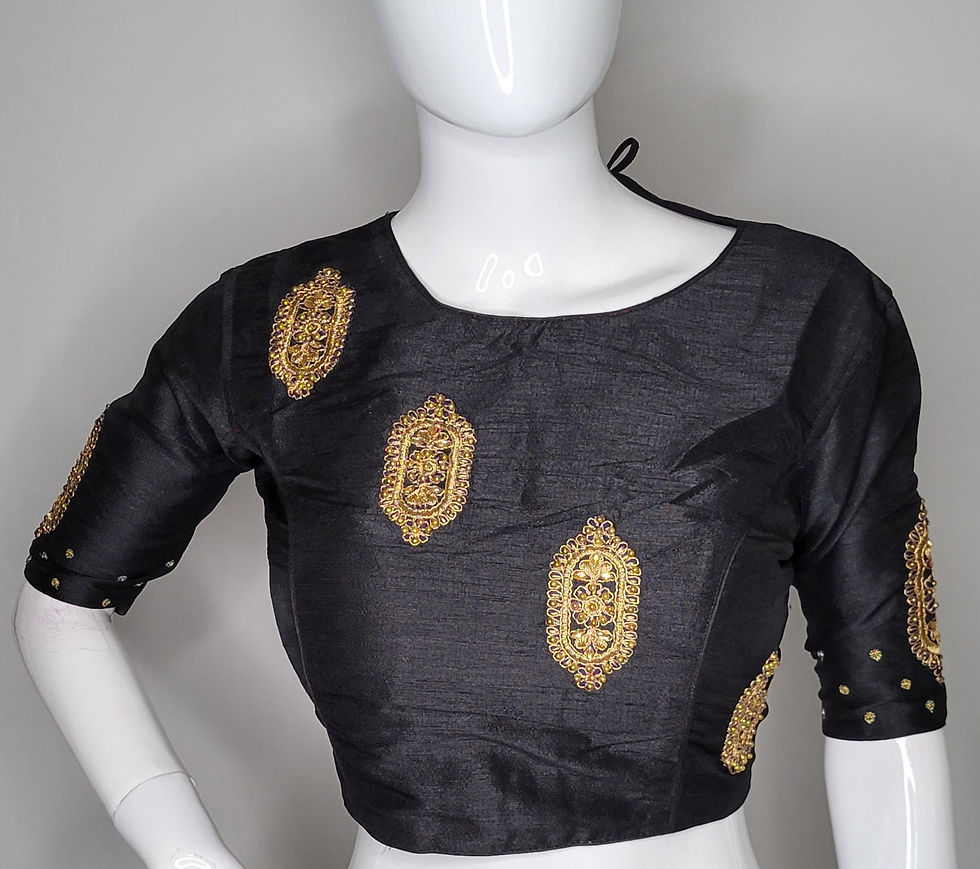 Thumbnail: Black aari readymade blouse for Indian saree