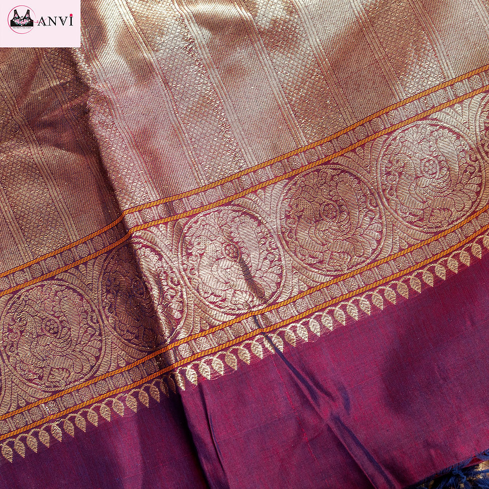 Thumbnail: Wine color silk cotton saree with ready to wear blouse