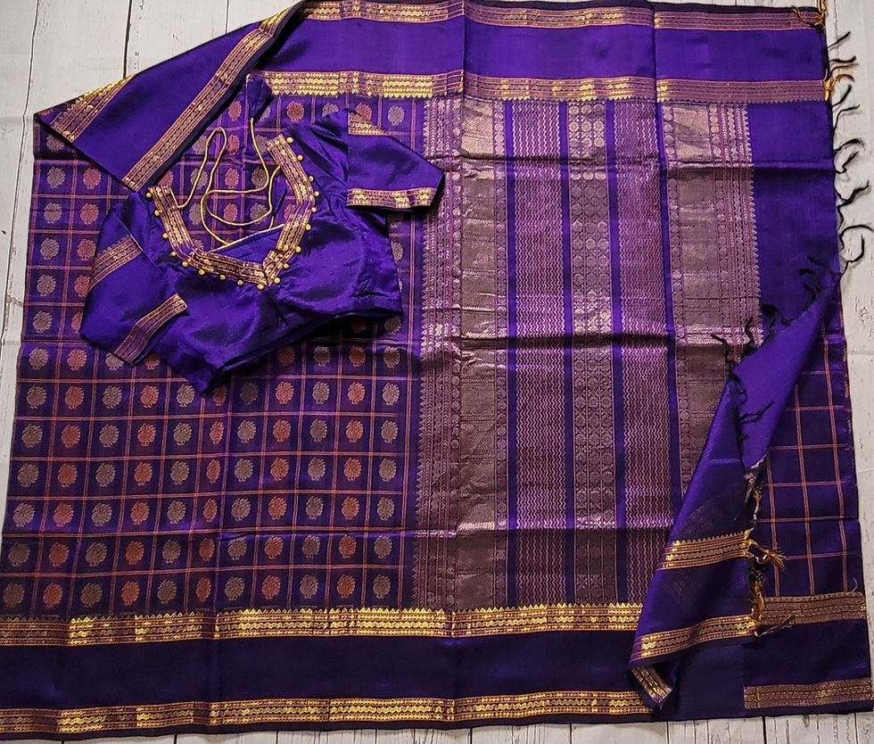 Thumbnail: Violet 1000 Butta silk cotton saree with ready to wear blouse
