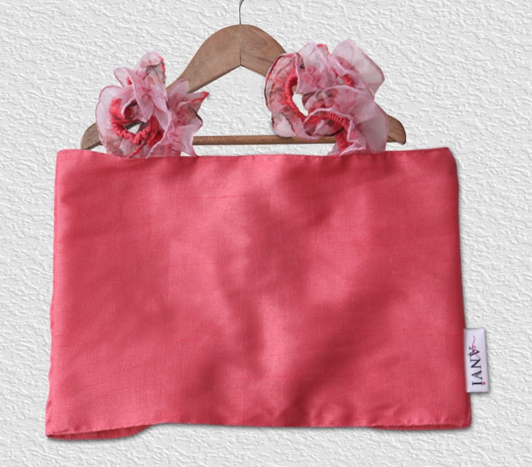 Thumbnail: Peach organza skirt and silk top for Girls