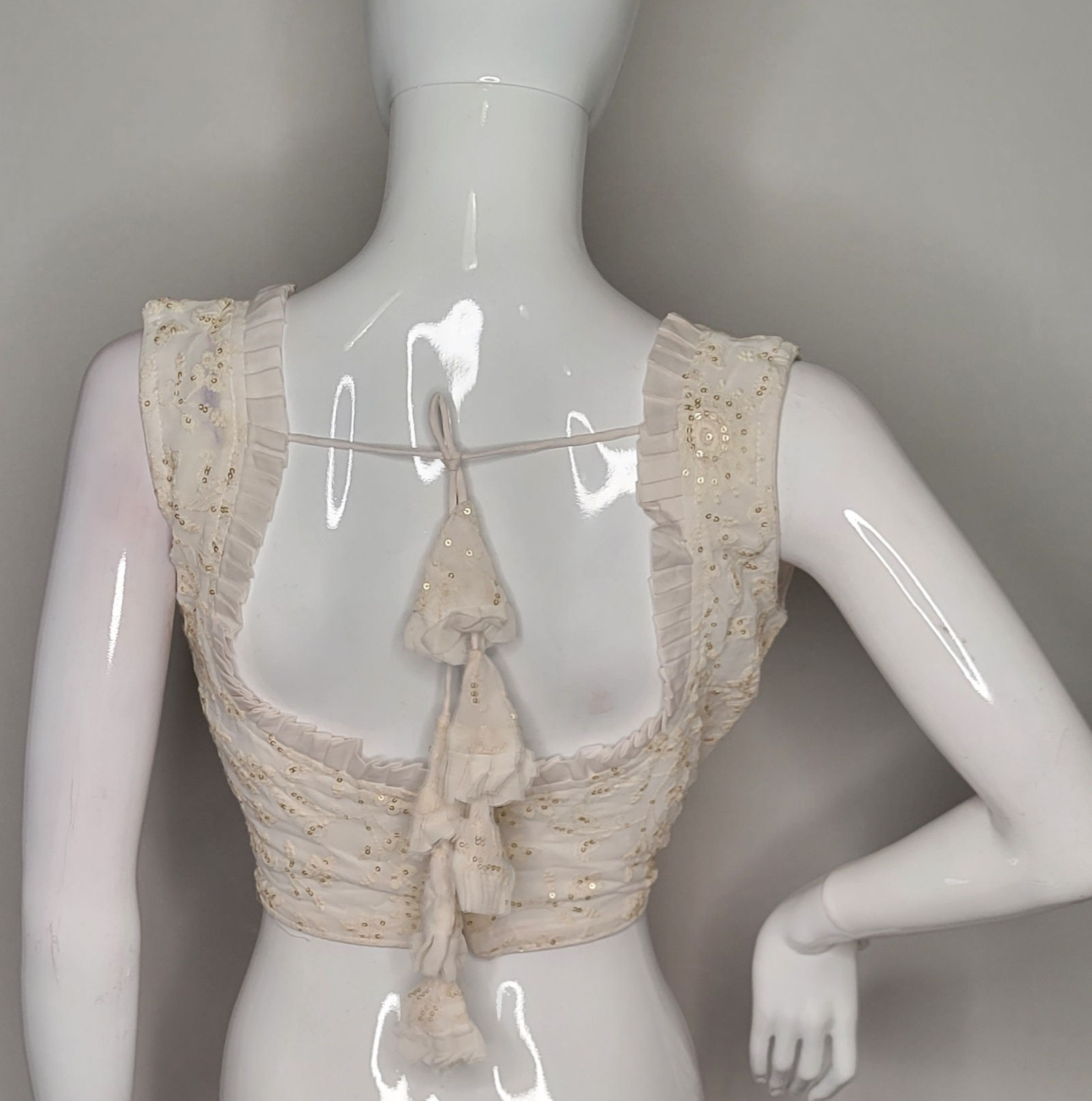 White Georgette embroidery readymade blouse for Indian saree