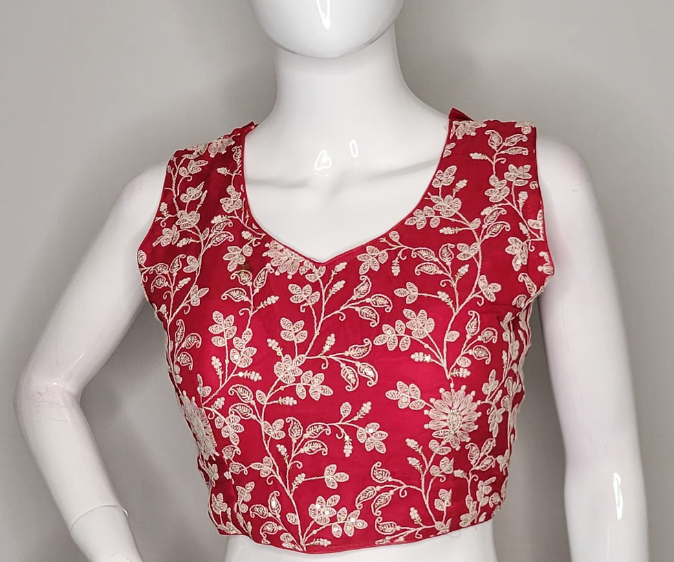 Thumbnail: Maroon Georgette embroidery readymade blouse for Indian saree