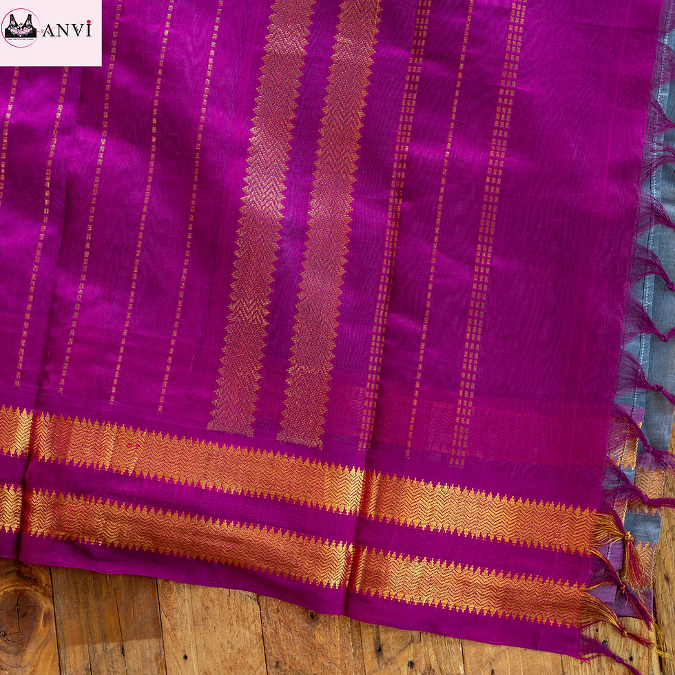 Thumbnail: Grey color silk cotton saree with ready to wear blouse