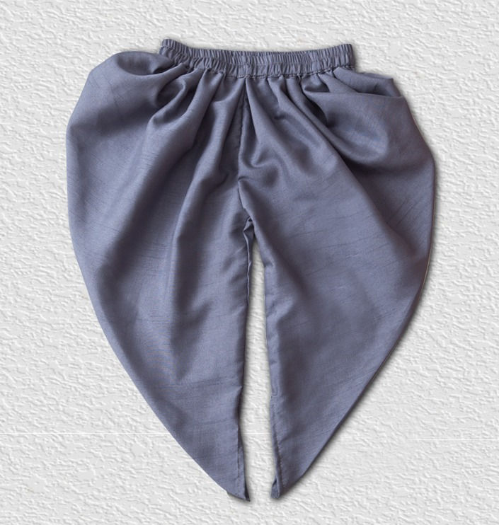 Thumbnail: Pink cotton top and Grey silk Dhoti pant for Girls