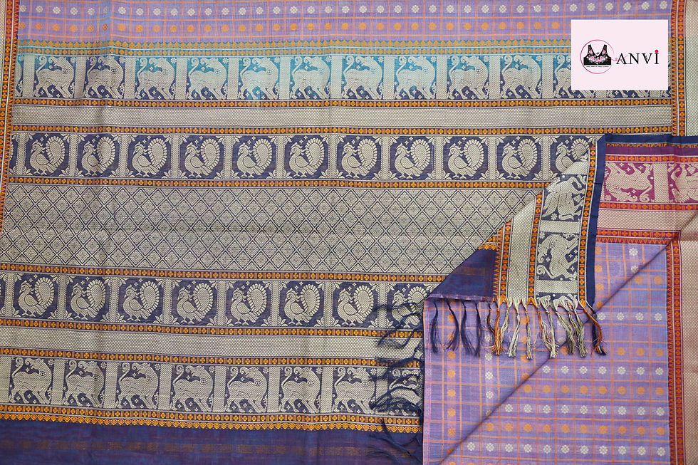 Thumbnail: Lavendar Kanchi cotton saree with ready to wear blouse
