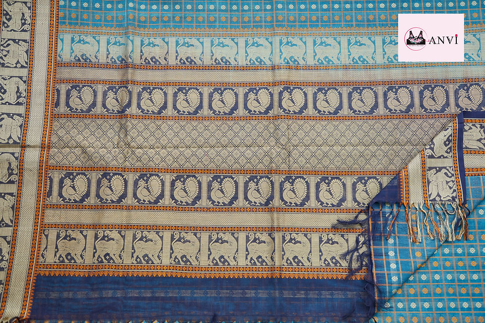 Thumbnail: Baby Blue Kanchi cotton saree with ready to wear blouse