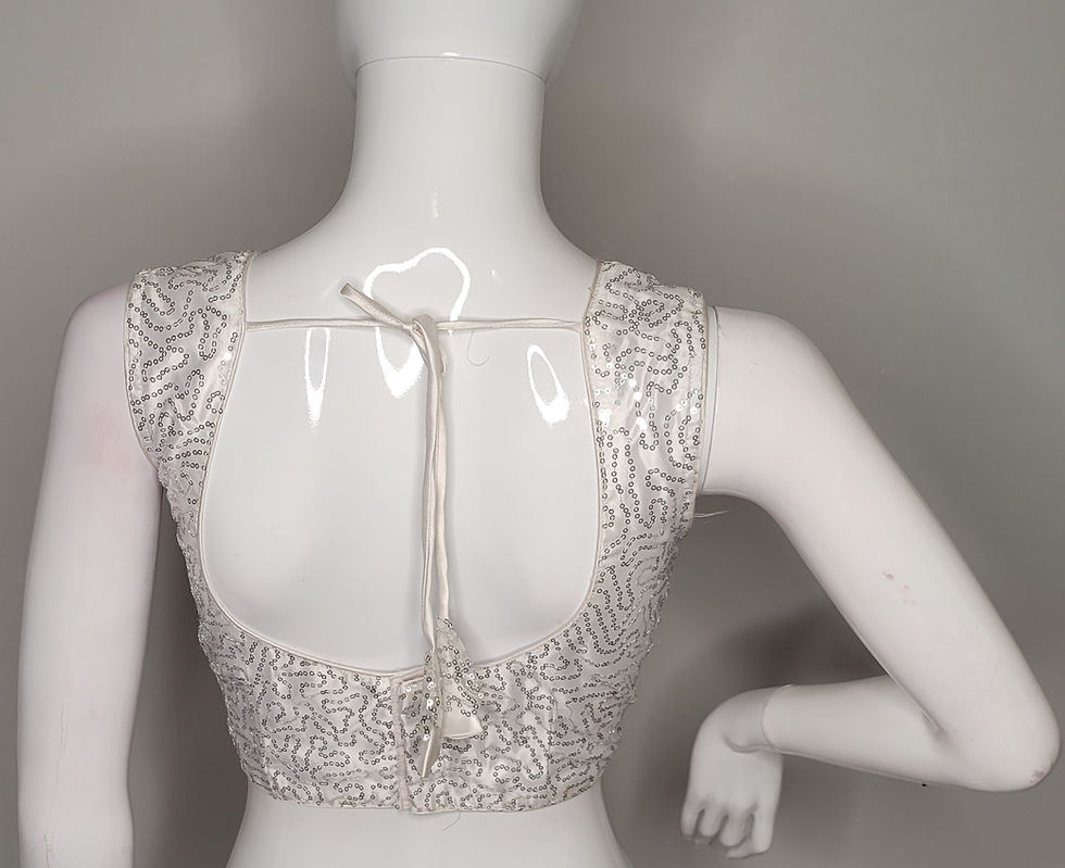 Thumbnail: White party wear readymade blouse for Indian saree