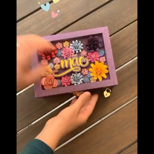 Miniatura: Caixa Moldura Luxo com Flores - Arquivo de corte