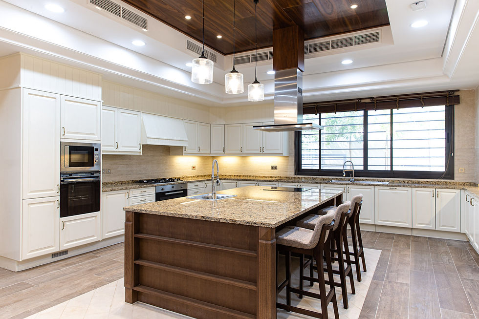 White Classic Kitchen with Brown Accents